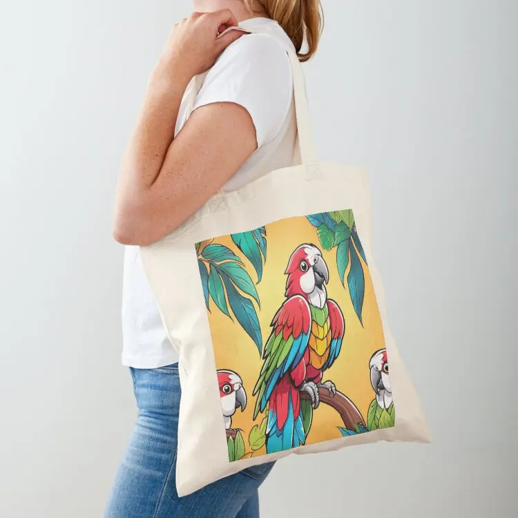

Detailed Digital Illustration of a Kawaii Parrot Tote Bag Candy bags tote bag university shoping bag Shopper
