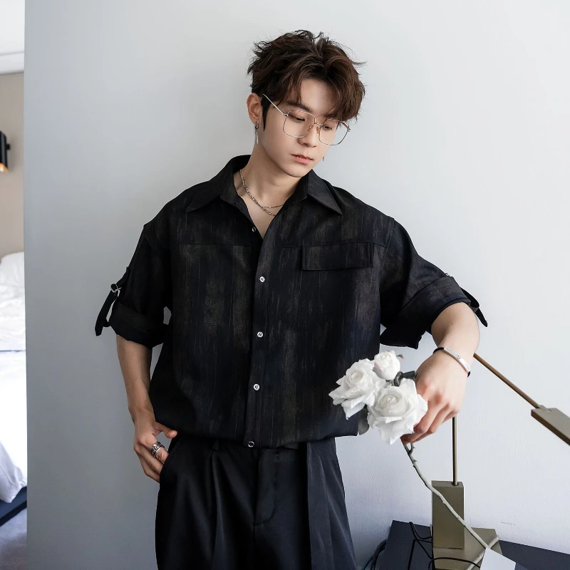 

Men's Summer Casual Button Down Shirt Short Sleeve Lapel Tops Loose Fit Streetwear Blouse for Men 2026