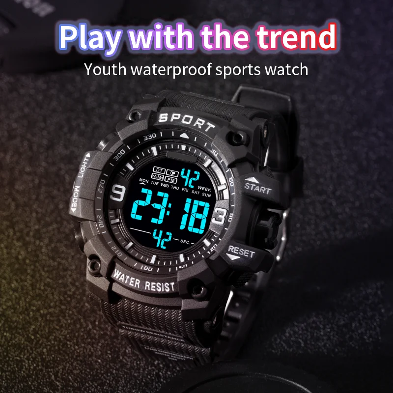 NEW ARRIVAL SPORTS WATCHES FOR MEN Outdoor Sports Waterproof LED Electronic Watch Rubber Student Digital Multifunction Gifts