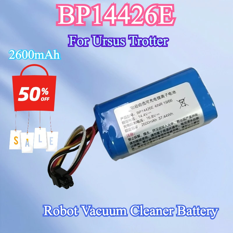 

High Quality New 14.4V 2600mAh Li-ion Battery For Ursus Trotter BP14426E 4INR19/66 Robot Vacuum Cleaner Battery Accessories Part