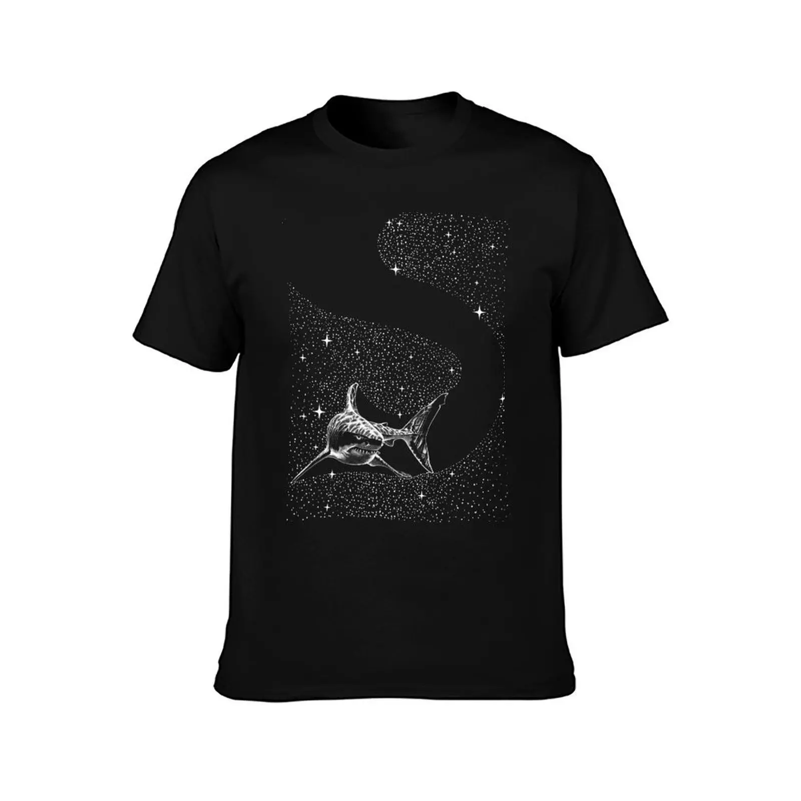 Starry Shark T-Shirt Basic Solid Color Short Sleeve Cotton Top T-Shirt