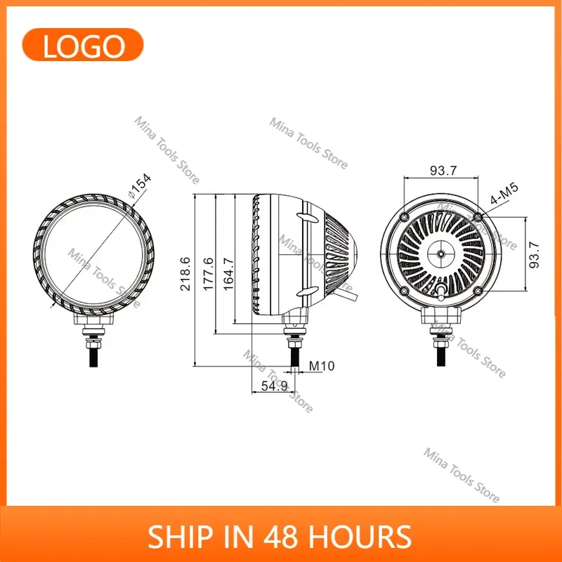 Emark R7 R10 Round Led Work Light 60W High Low Beam Led Working Lamp for 7530 6150R