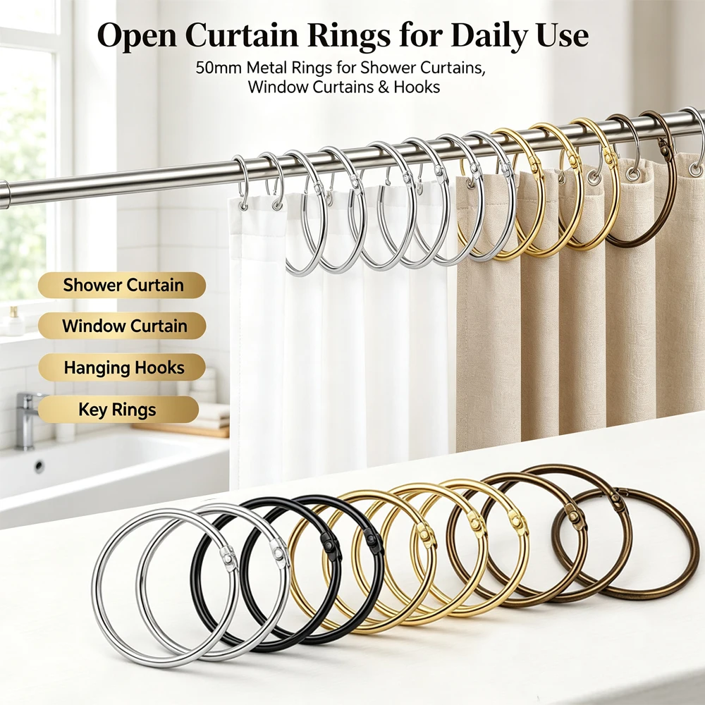 5-30Pcs Shower Curtain Hooks Rustproof, Smooth Sliding Metal Rings with Clips for Round Bathroom Rod, Durables Accessories