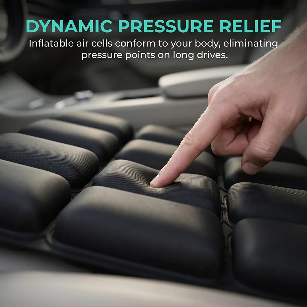 1pc 3D Pressure Relief Air Cushion - Office Chair Car Seat Cushion, Back Support Pad for Desk, Chair, Wheelchair, Adjustable