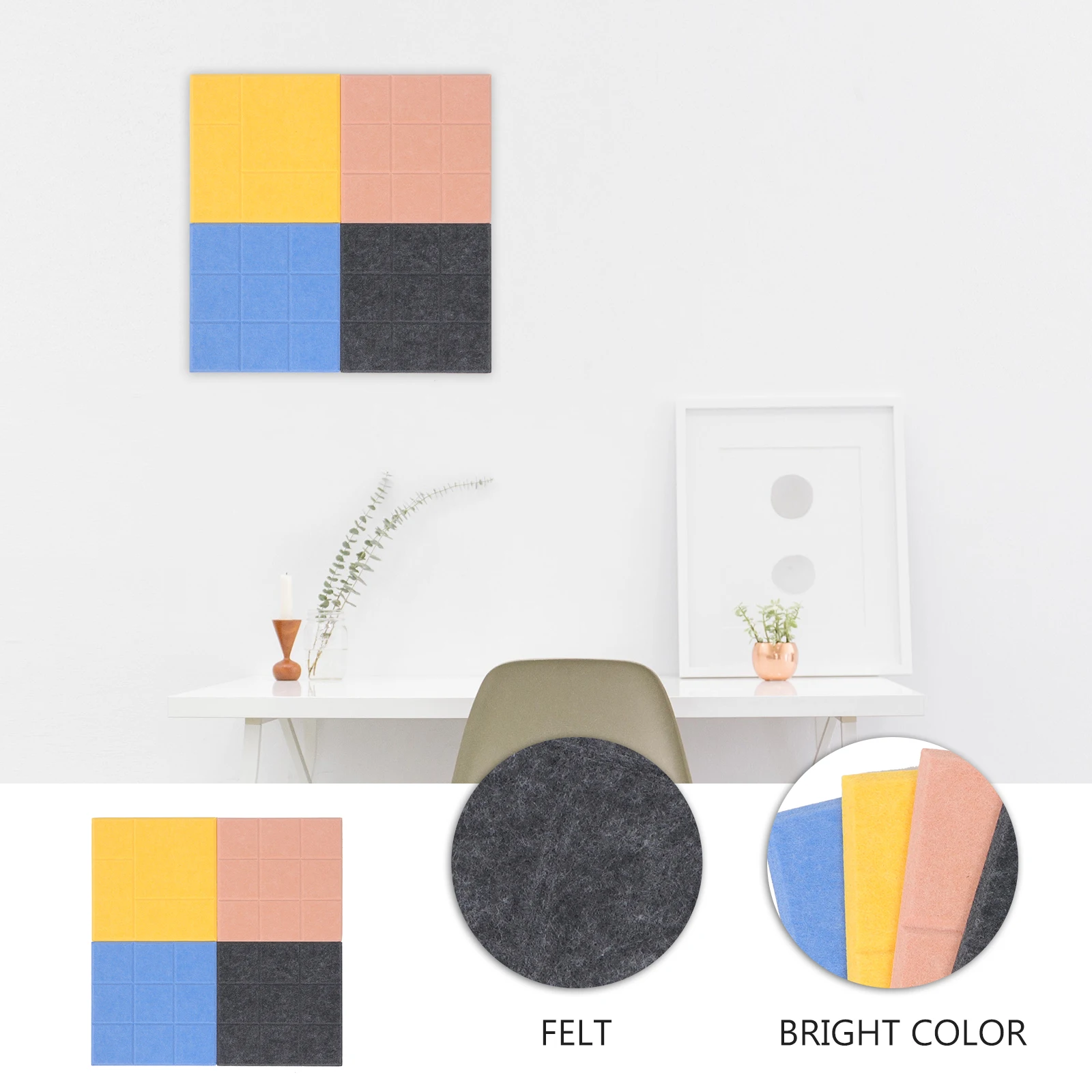

4pcs Felt Bulletin Message Pin Notice Memo Display Wall Sticker For Home Office School Decorative Simple Stylish Diy
