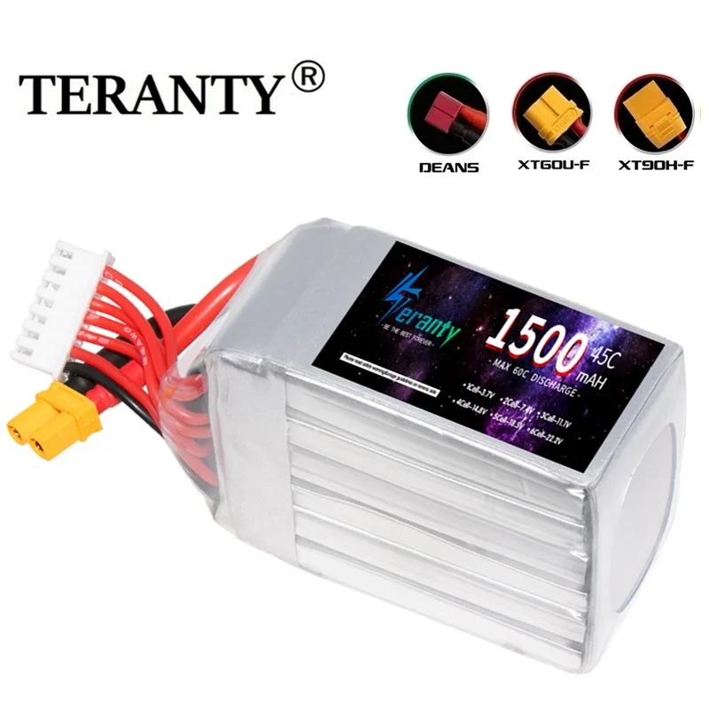 TERANTY-batería LiPo 45C para helicóptero RC, cuadricóptero, FPV, piezas de Dron de carreras, 22,2 V, 1500mAh, 6S