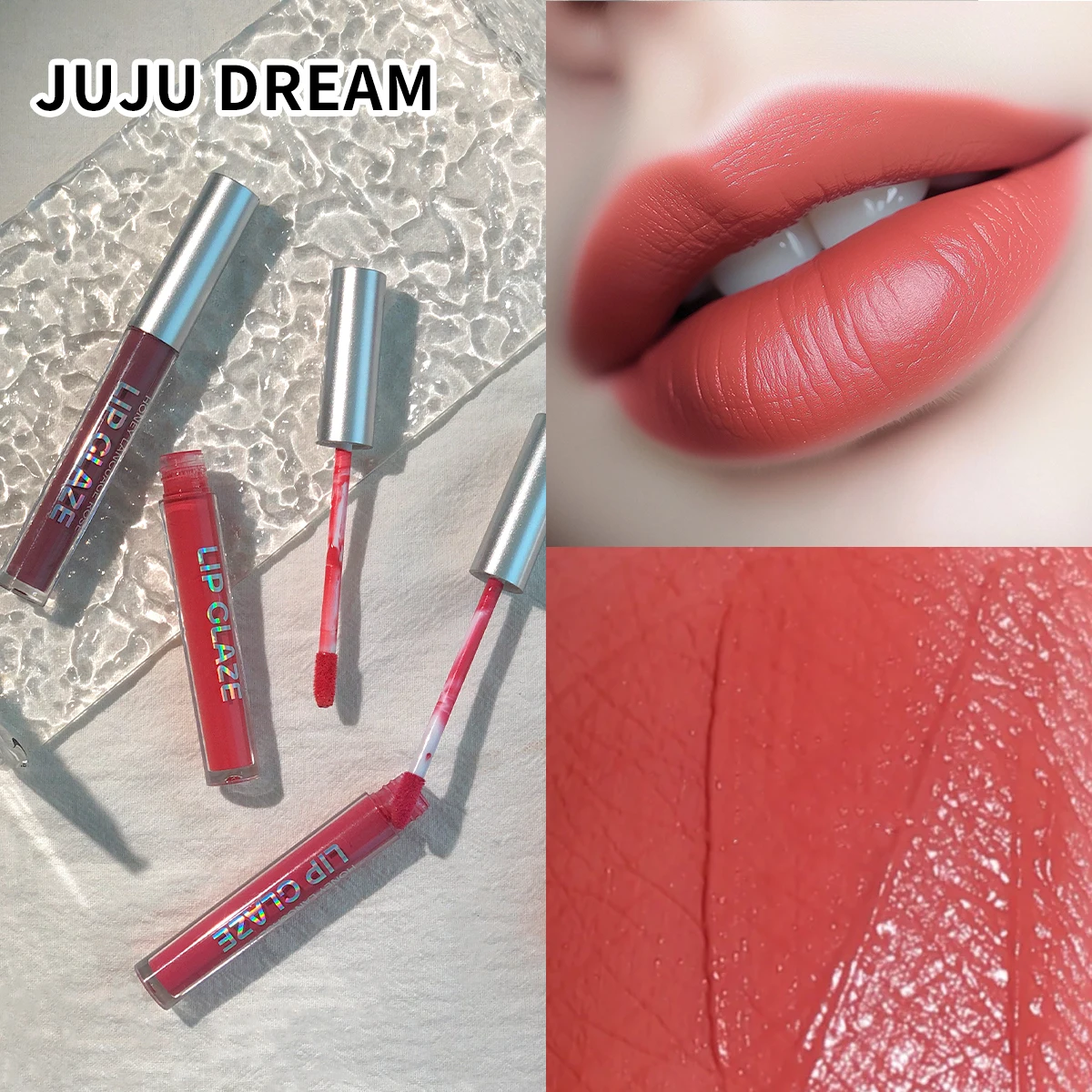 JUJU DREAM 10 قطعة مجموعة ملمع الشفاه الوردي العسل طويلة الأمد ماتي المخملية أحمر الشفاه مقاوم للماء مجموعة ملمع الشفاه ترطيب ملمع الشفاه