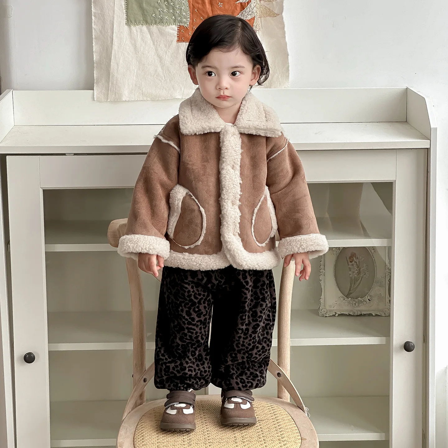 

Newborn Girls Jacket 2025 Winter Double Faced Fur Toddler Girls Coat Add Fleece Children 1-3Y Girls Outerwear Kids Girls Clothes
