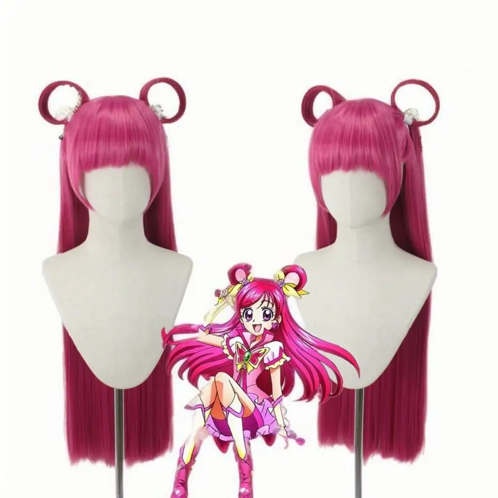 Precure 5 Nozomi Yumehara Dark Dream Peruca Cosplay com Anel de Cabelo – Peruca Estilo Anime