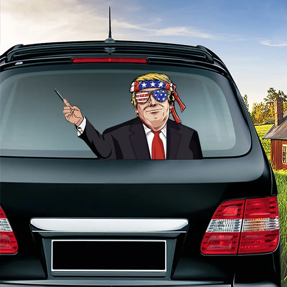 

1Pc New Car Rear Windshield Wiper Sticker Trump Presidential Election Universal Car Decoration Sticker Styling Accessories