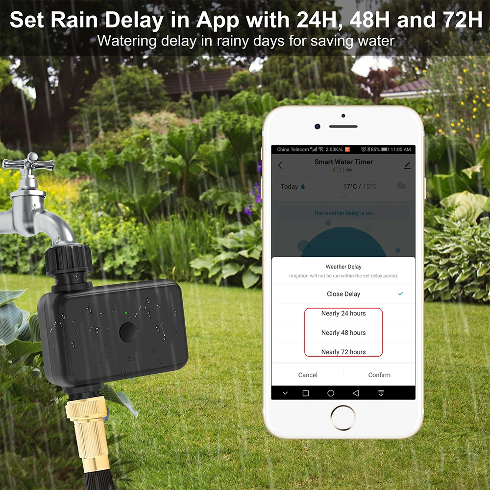 

Smart Tuya Bluetooth Garden Water Timers Rain Delay Programmable Automatic Irrigation Timer Automatic Valve Alexa Voice