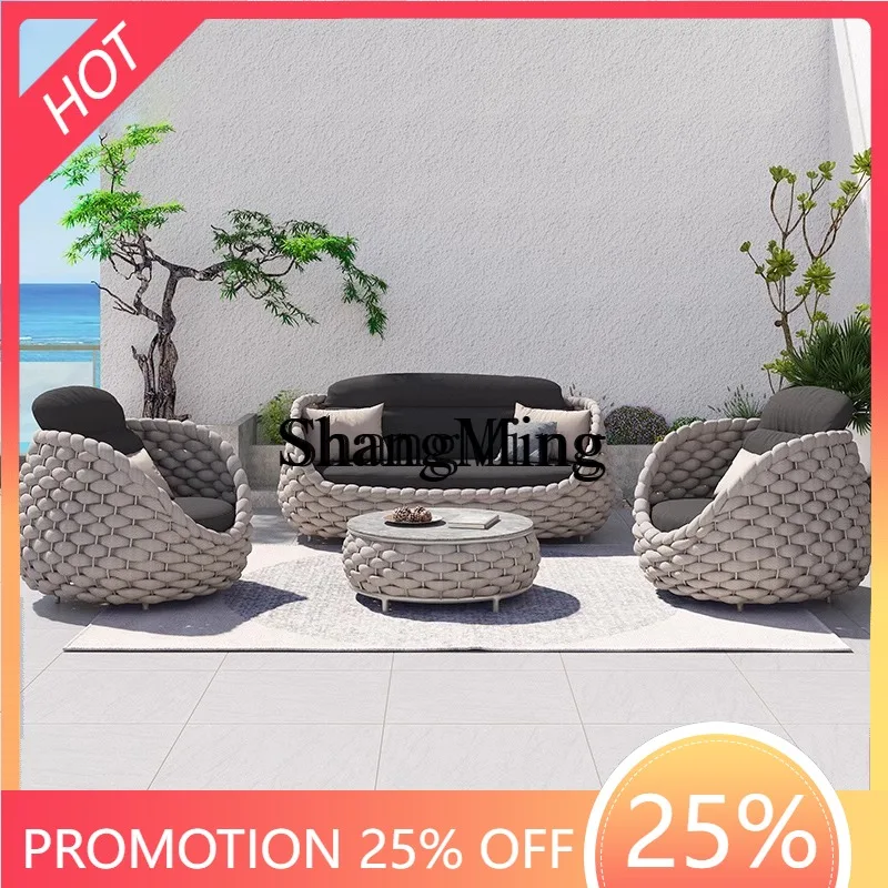

SM new home outdoor leisure sofa villa courtyard imitation rattan sofa coffee table combination
