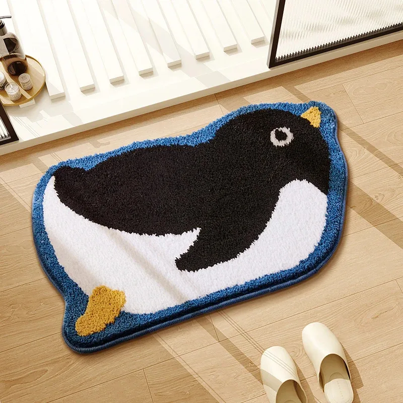 VIKAMA Adorable Penguin Plush Bath Mat Entrance Hall & Bedroom Soft Comfort Rug Bathroom Mat Home Decorative Rug
