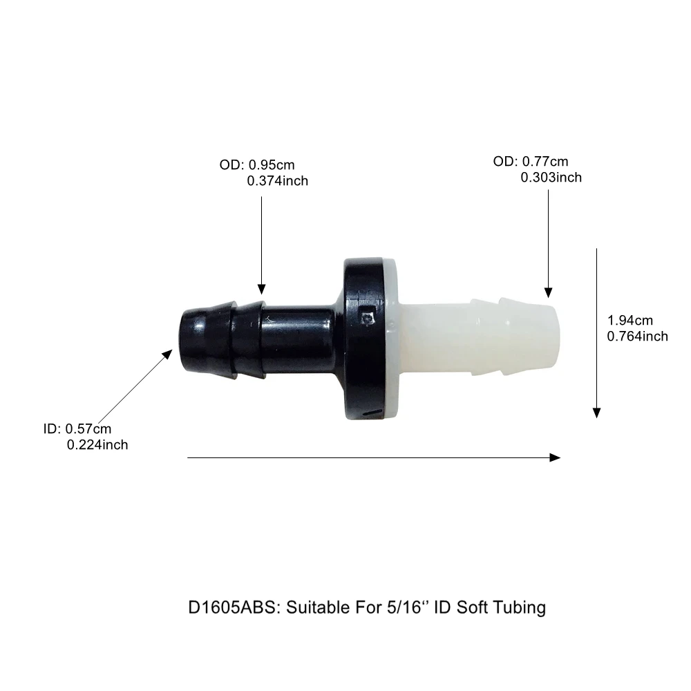 100PCS Small Inline Double Barbed 5/16'' Plastic Diaphragm One Way Valve For Aquarium Pump