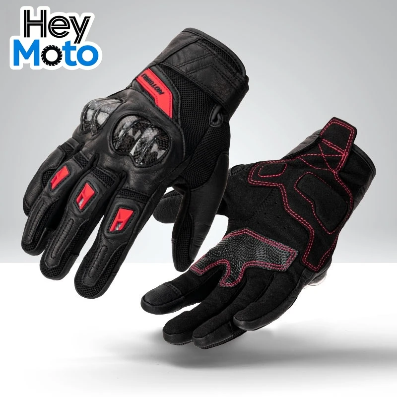 

Motorcycle Gloves Bike Racing Leather Gloves Carbon Fiber Protection Riding Gloves Fall-proof Abrasion Resistance Touchscreen