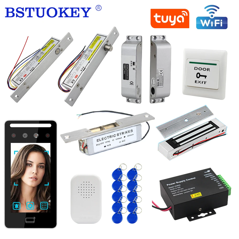 Waterproof Tuya Wifi Facial Biometric Time Attendance Machine Electronic Lock Kits Face Recognition Device Clock Recorder Reader