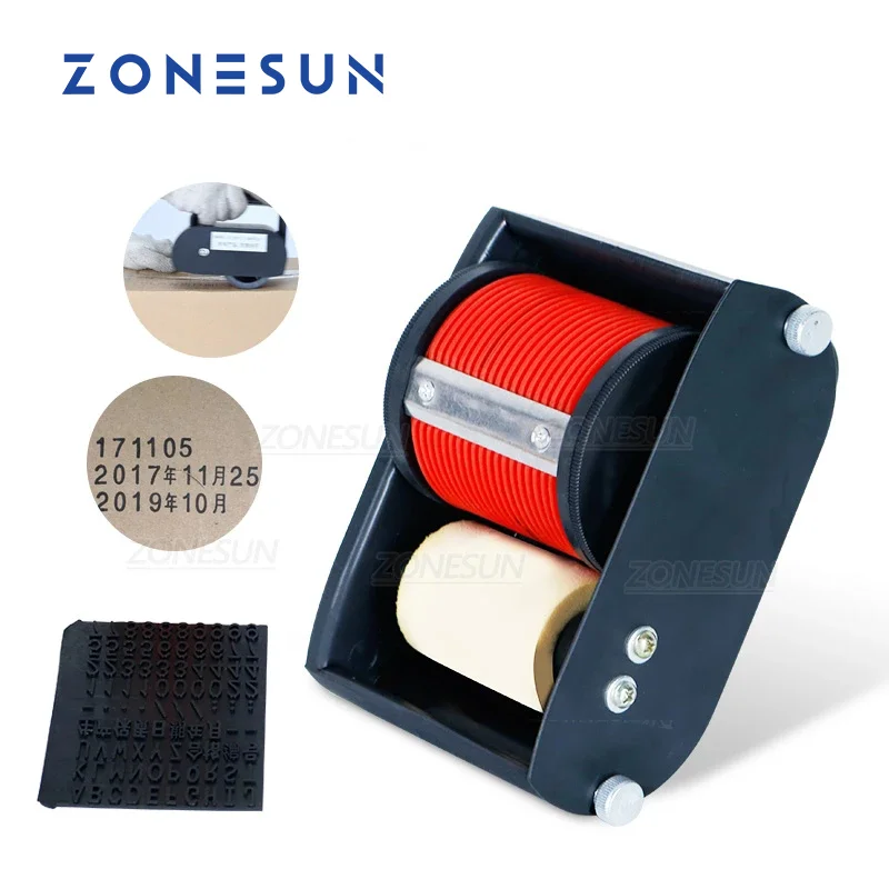 

ZONESUN Handheld Production Date Printer Batch Number Coder Portable Rolling Coding Machine for cartons