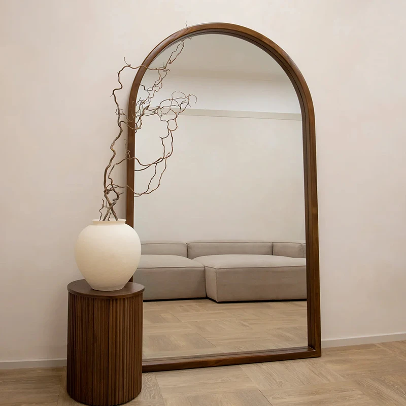 Retro mirror Arched full body mirror American floor mirror European fitting   Living room middle ancient