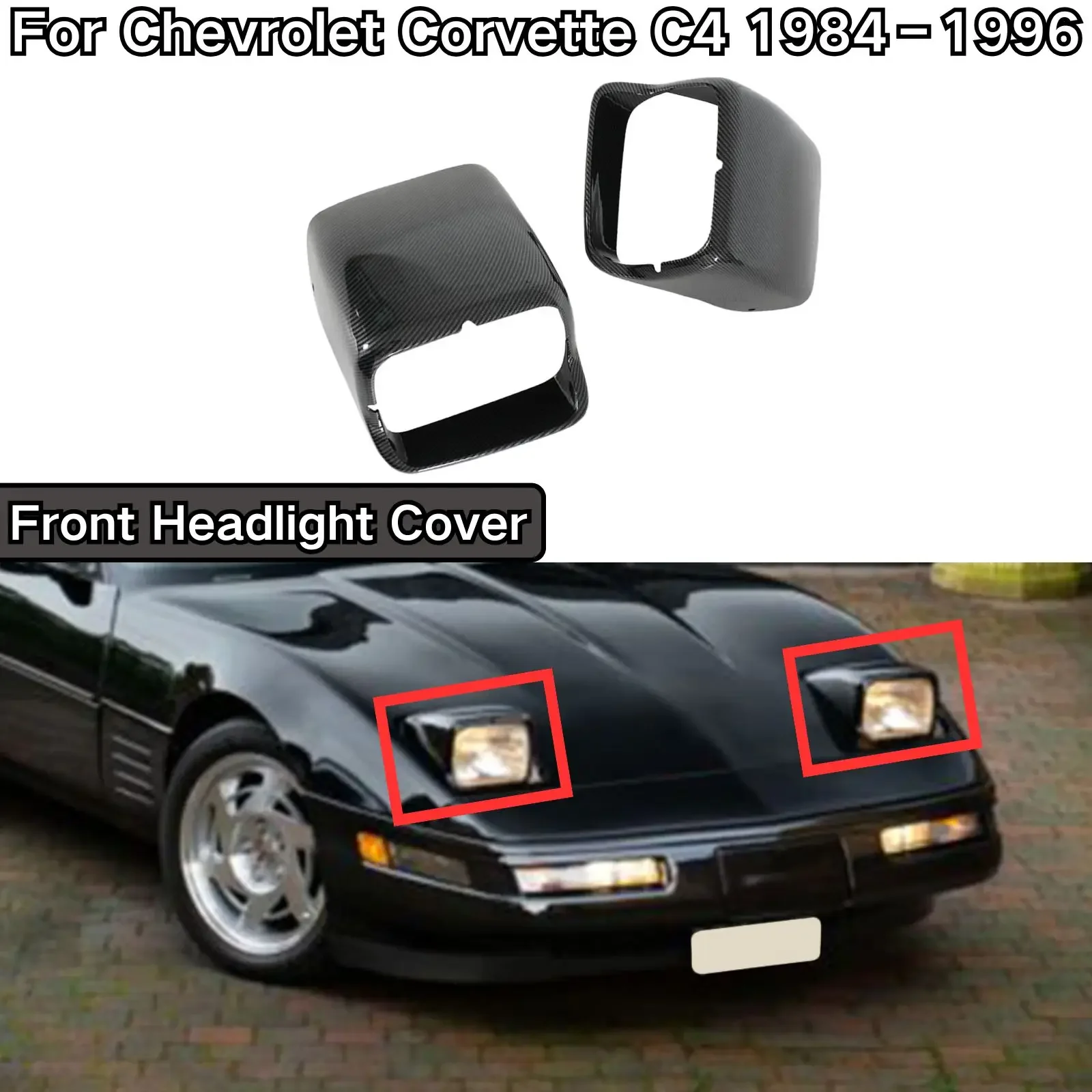 Front Headlight Cover For Chevrolet Corvette C4 1984–1996 Car Accessories Body Kit Carbon Fiber Painted Matte Black Glossy Black