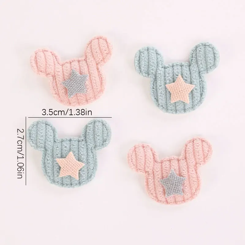 50 Stück Cartoon-Plüsch-Filzbären mit Stern-Dekoration, gepolsterte Applikationen für DIY-Haarspangen, Taschen, Hüte, Kleidung, Socken, Accessoires, Aufnäher – Detail 7