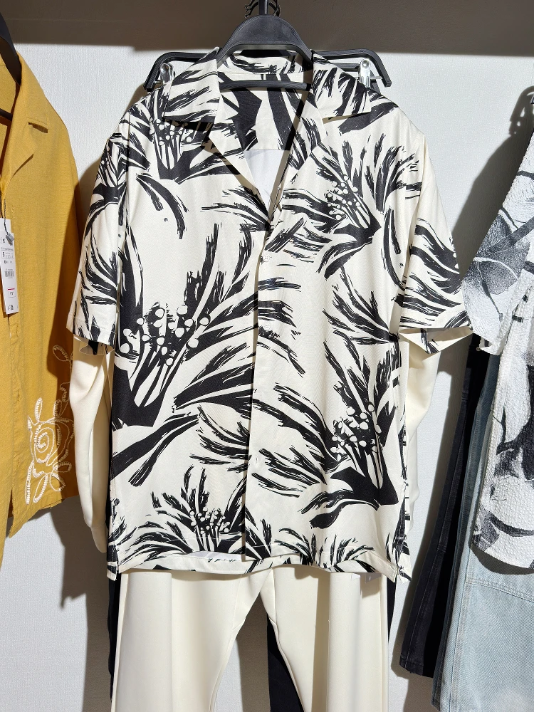 

Loose Fit Casual Printed Elastic Short Sleeve Men's Shirt Comfortable Summer New Arrival Clothing Basic Daily Wear