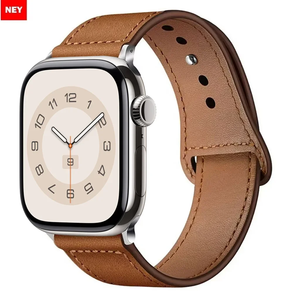 Strap For Apple watch band 44mm 40mm 46mm/42mm 41mm/45mm 49mm sport loop Leather bracelet iWatch series 10 9 8 7 se 5 6 Ultra 2