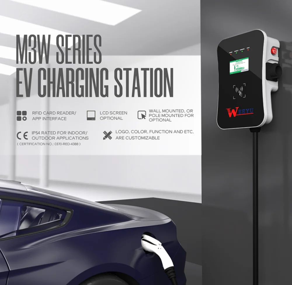 Estación de carga eléctrica rápida para coche, cargador EV, fabricante de fábrica, Ocpp Mennekes tipo 2, 32a, 3 fases, 7kW, 22kW, Wallbox