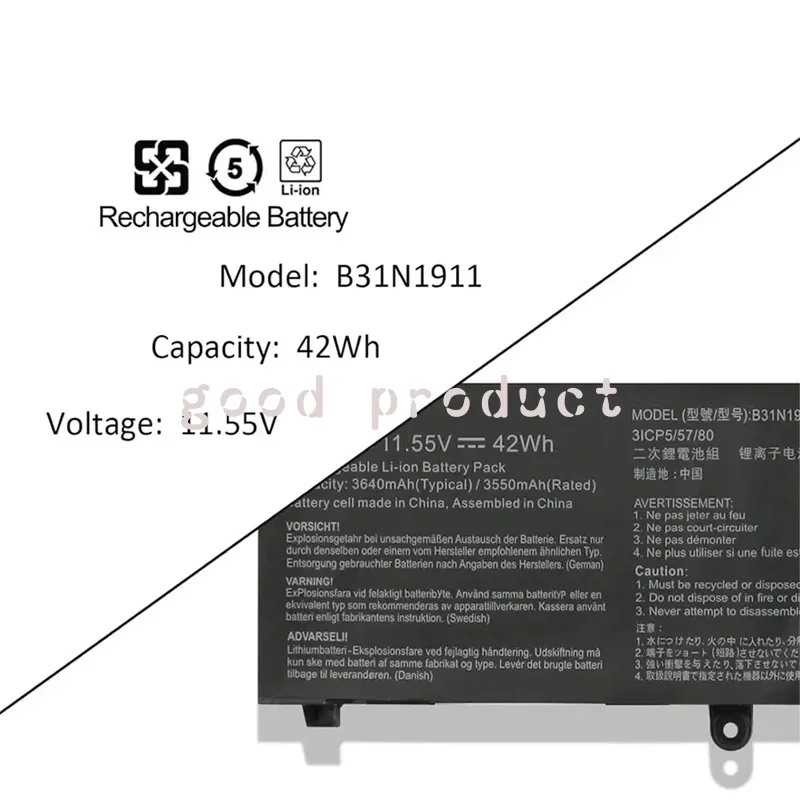 New B31N1911 C31N1911 11.55V 42Wh Laptop Battery For ASUS VivoBook Flip 14 TM420IA TP470EA M413DA M413DA-EK162T M413DA-EK007T
