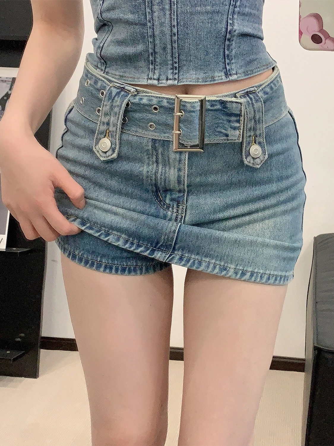 

Джинсовая юбка EU IIWAN с высокой талией, облегающая, с защитой от просвечивания, для повседневной носки, для девушек, сексуальная, для работы и на каждый день