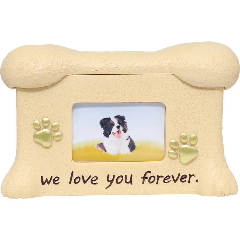 

Pet Urn Cat Puppy Pet Funeral Box Commemorative Box Animal Resin Jar With Photo Frame Miss