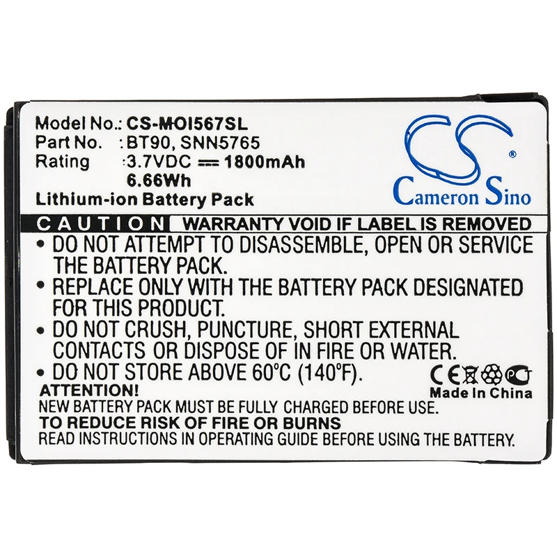 

Li-ion Mobile,SmartPhone Battery for Motorola,3.7v,1800mAh,I576 Rival A455 Z6tv ROKR Z6m RAZR VE20 Q9c Q9e,BT90 SNN5826A SNN5759