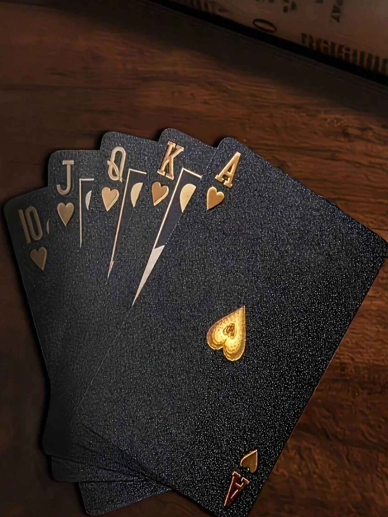 Waterproof Black Playing Cards With Golden Spade Design - Durable Plastic Playing Cards, Packed In A Protective Box, Perfect For