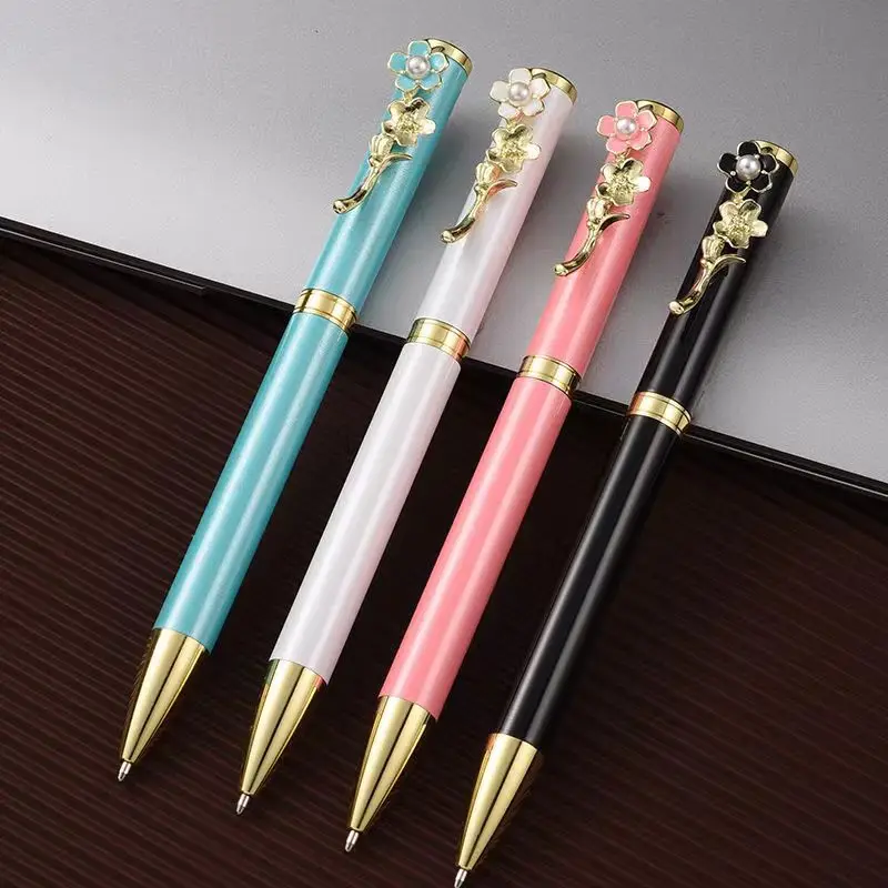 50 Piece CANOTWAIT'S Ballpoint Pearl Flower Wedding Metal Copper Pen Office School Supplies Stationery Rose Gold Gift