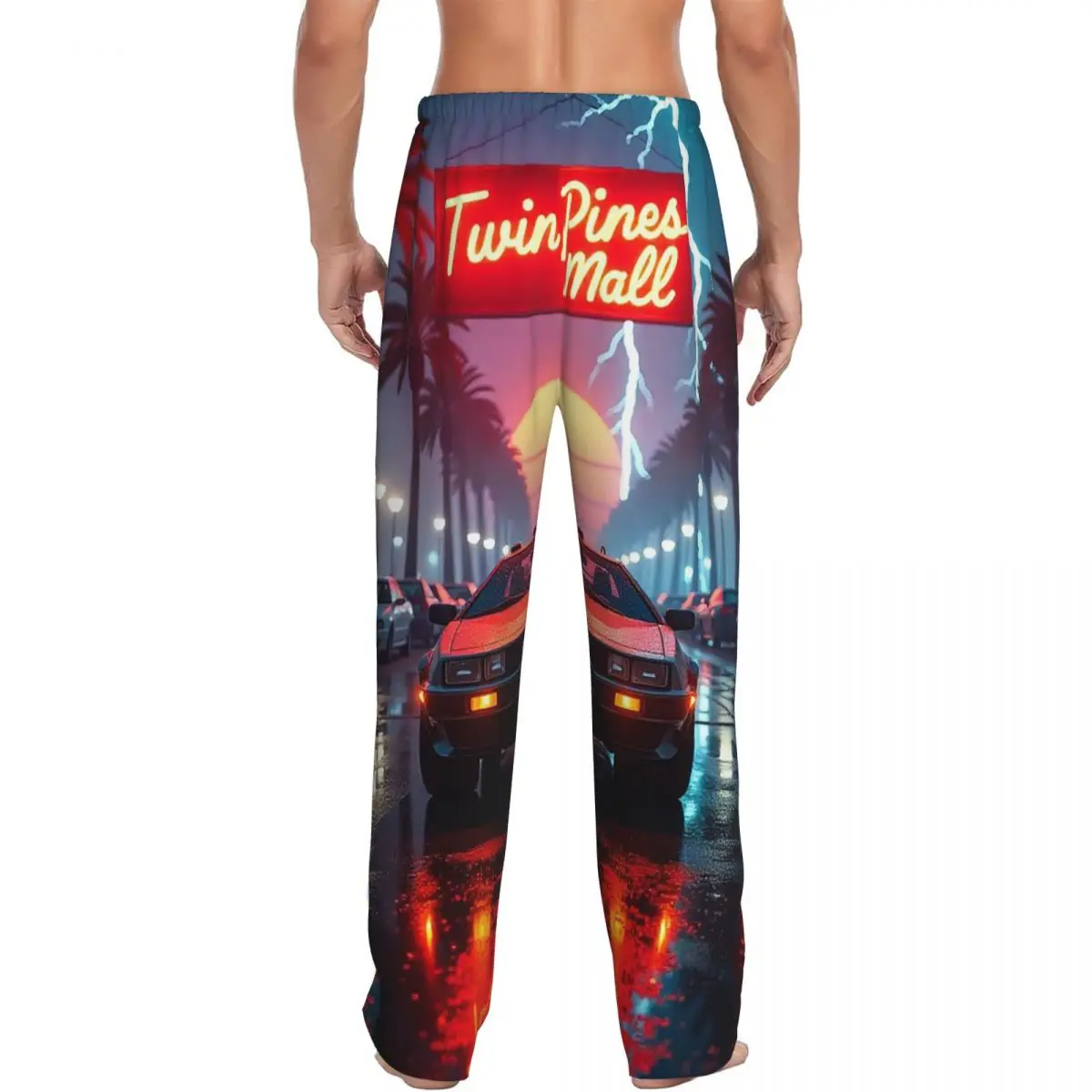 Custom DeLorean Time Machine Back To The Future Men Pajama Pants Lounge Sleep Sleepwear Bottoms with Pockets