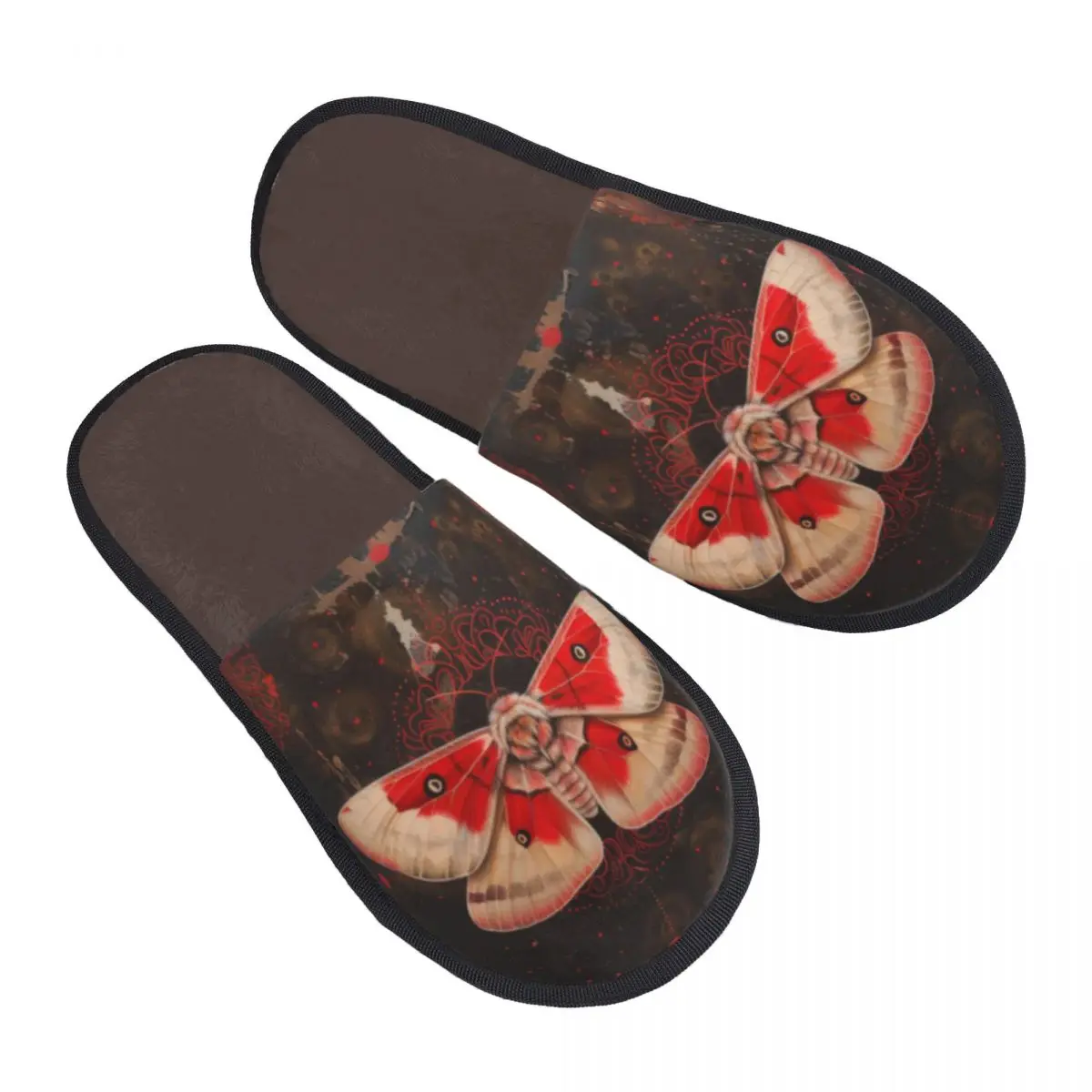 

Winter Slipper Woman Man Fluffy Warm Slippers Death Moth Butterfly House Slippers Shoes