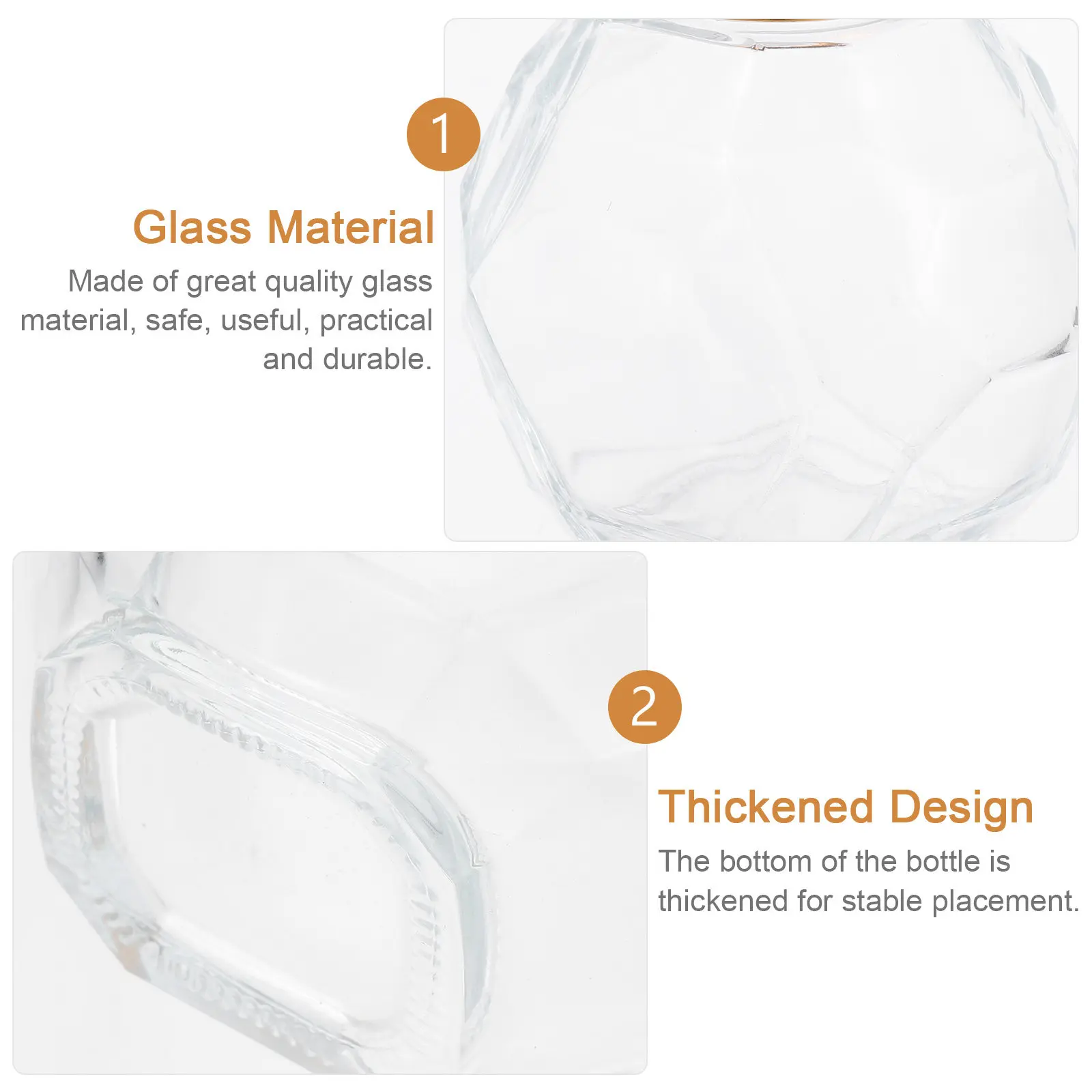 2Pcs Hexagonal Glass Honey Jars Clear Bottles Kitchen Bee Honey Storage Sealing Transparent Dispenser Container