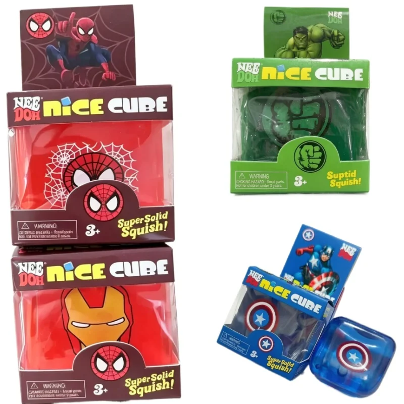 New Marvel Comics Iron Man Spider-Man Square Pinch Le Nee Doh Nice Cube Decompression Toys Student Office Healing Small Gifts