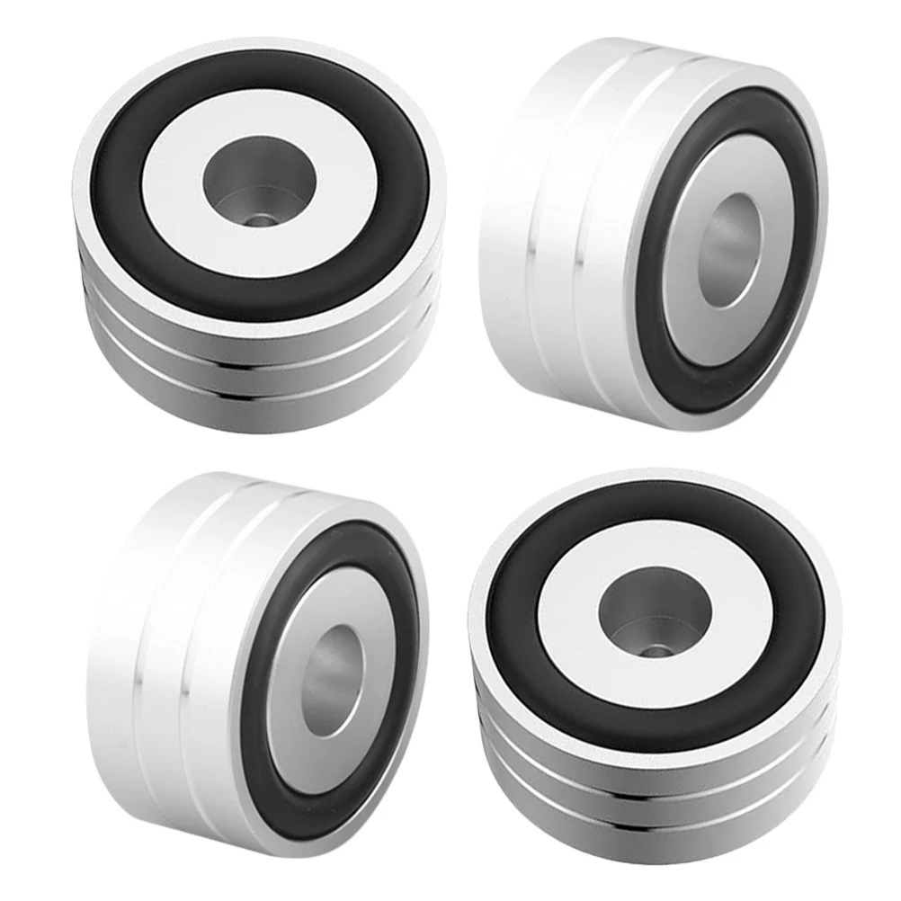 

4 pcs Speaker Feet Pads 40mm x 20mm Black Aluminum Alloy Shock Absorbing Anti Rubber Non Skid Isolation Feet Speaker