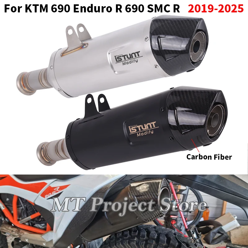 

Slip On For KTM 690 Enduro SMC R KTM690 2019 - 2025 Motorcycle Exhaust Escape Carbon Fiber Muffler With Mid Link Pipe DB Killer