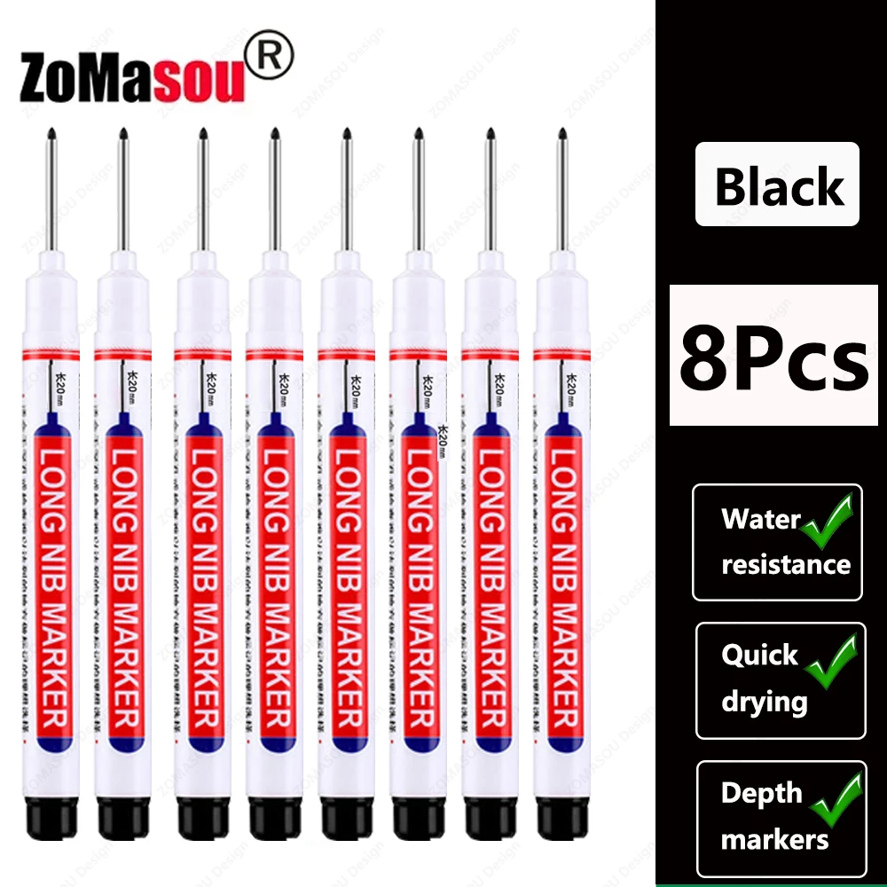 1–100 Stück 2 cm wasserdichte Marker mit langem Kopf, tiefes Loch, Markierungsstift für Metall, Schreiner, rot/schwarz/blau/grüne Tinte, Holzbearbeitungswerkzeuge