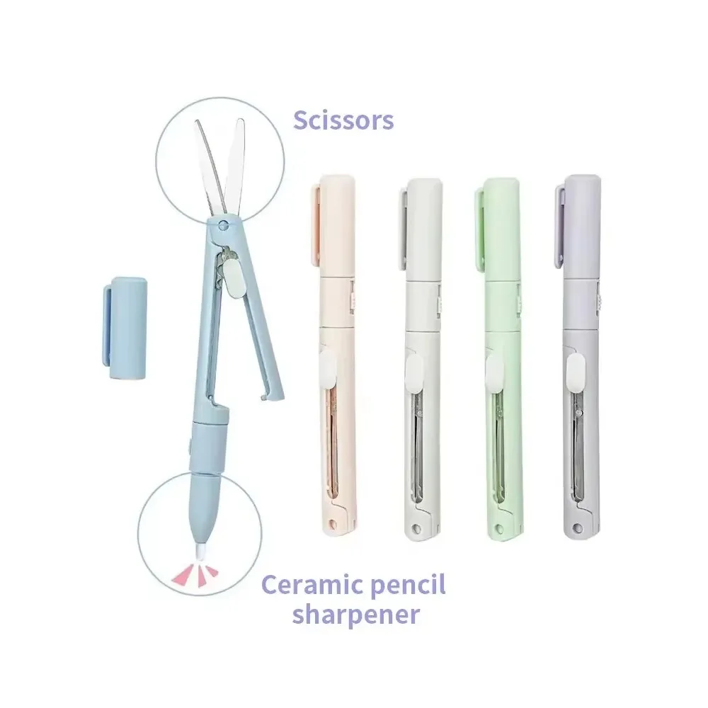 Mini Portable Scissors Paper Cutter Knife 2 in 1 Multifunctional Pocket Pen Shape Scissors Scrapbooking Carving Cutting Tools