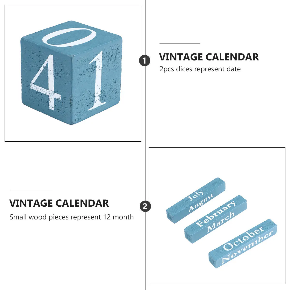 

Wooden Perpetual Calendar Vintage Style Month Date Display Blocks for Home Office Desk Decoration Vintage Calendar