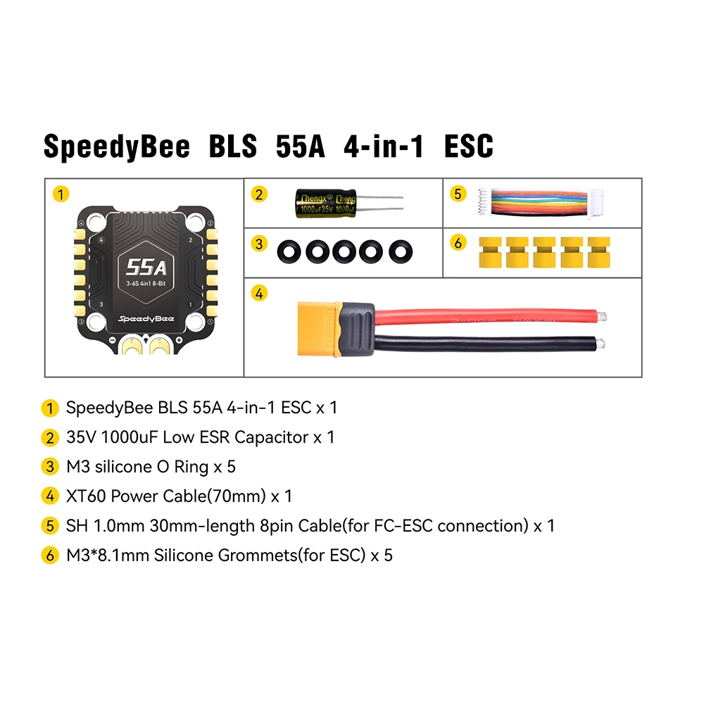 SpeedyBee F405 V3/V4 FC ESC Stack 3-6S Lipo Flight Control BLS 50A/55A 4 in 1 ESC 30x30 Bluetooth