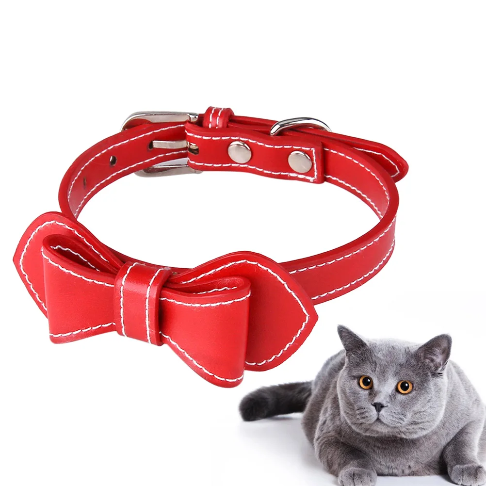 

Cat Neck Collar Dog Collars for Puppies Wedding Adjustable Name Pet Supplies PU Material Soft Bowknot Fashion Photo Prop