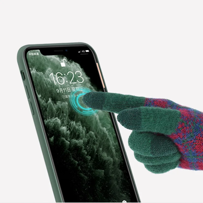 Style Knitted Gloves Women Winter Fleece Thickened Warm Gloves Outdoor Cycling Skiing 5 Finger Touchscreen Gloves Men