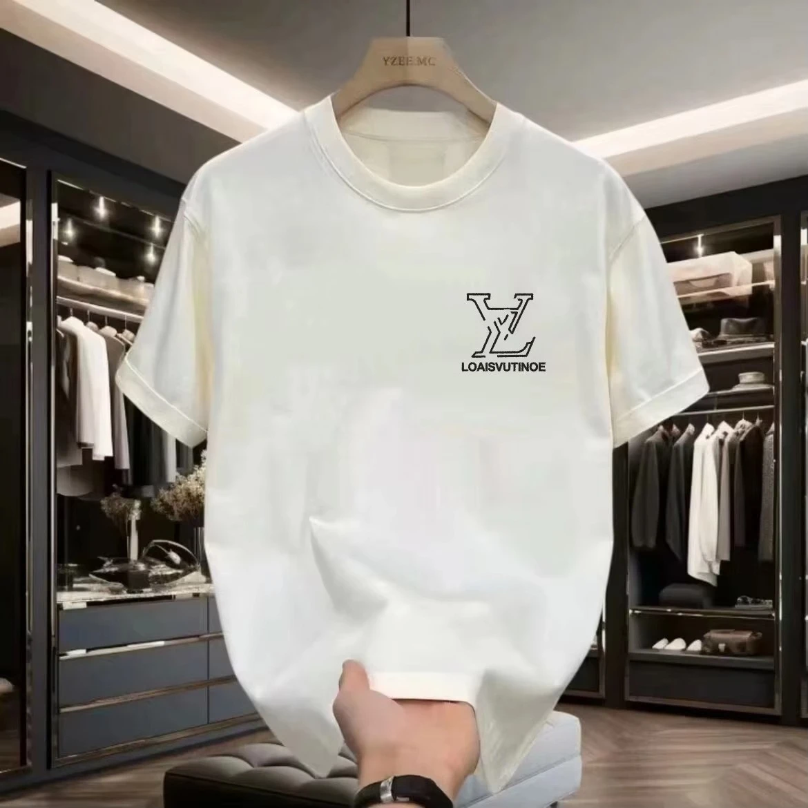 Men's Quick DryT-Shirt – Breathable Lightweight Short Sleeve Tee Versatile Monogram Print Top for All-Season Casual Wear