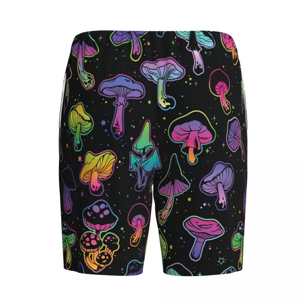 Custom Psychedelic Mushrooms, Bright Color Shrooms Pajama Bottoms Men's Lounge Sleep Shorts Stretch Sleepwear Pjs with Pockets