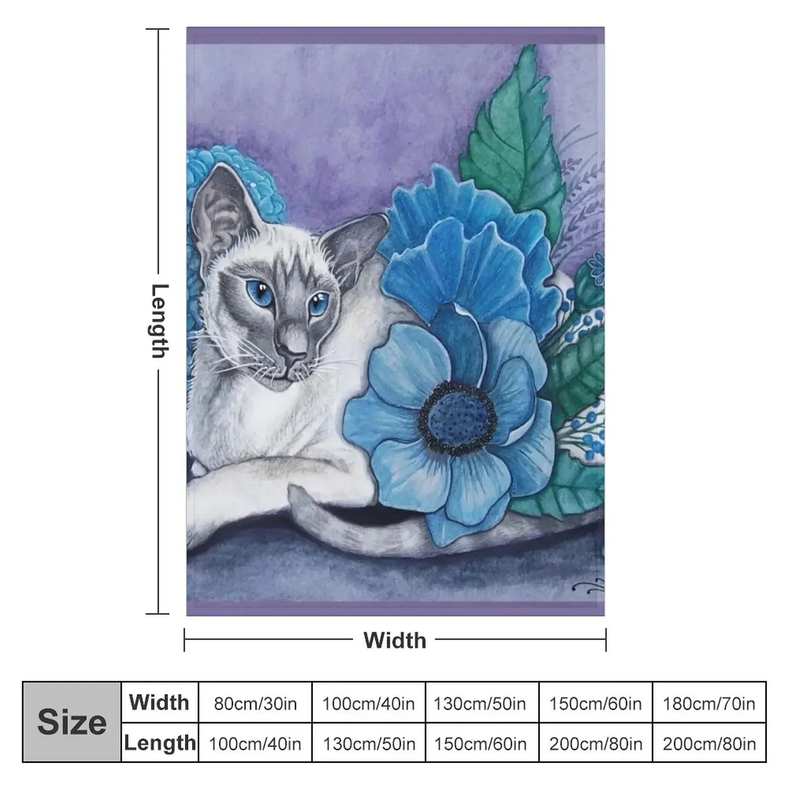 Blue Point Siamese Cat Throw Blanket decorative Luxury Designer Blankets