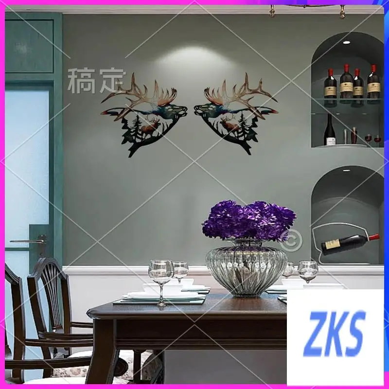 

ZZ-Home Collection Металлический настенный декор, Лось Олень Металлическая настенная художественная скульптура Силуэт Ремесло с Декором кабины в деревенском стиле Прочный C