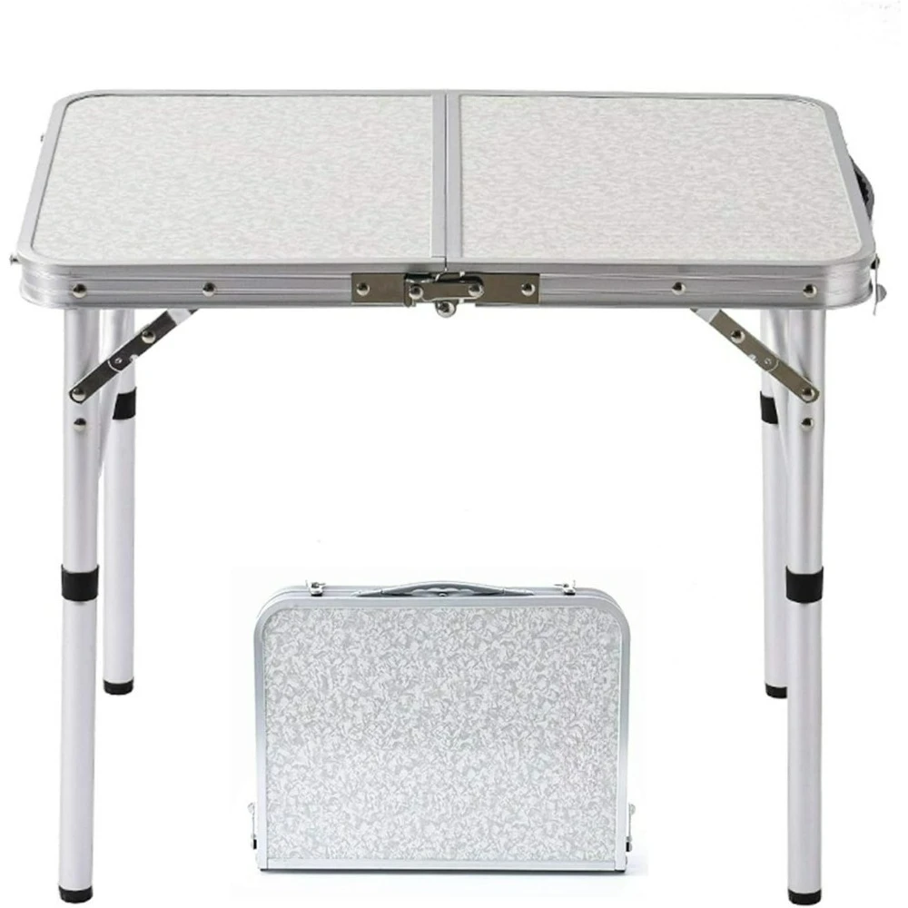 

Folding Camp Table, 24''L x16''W with Adjustable Height Legs, Indoor Outdoor Lightweight Portable Aluminum Dining Table 2-Feet